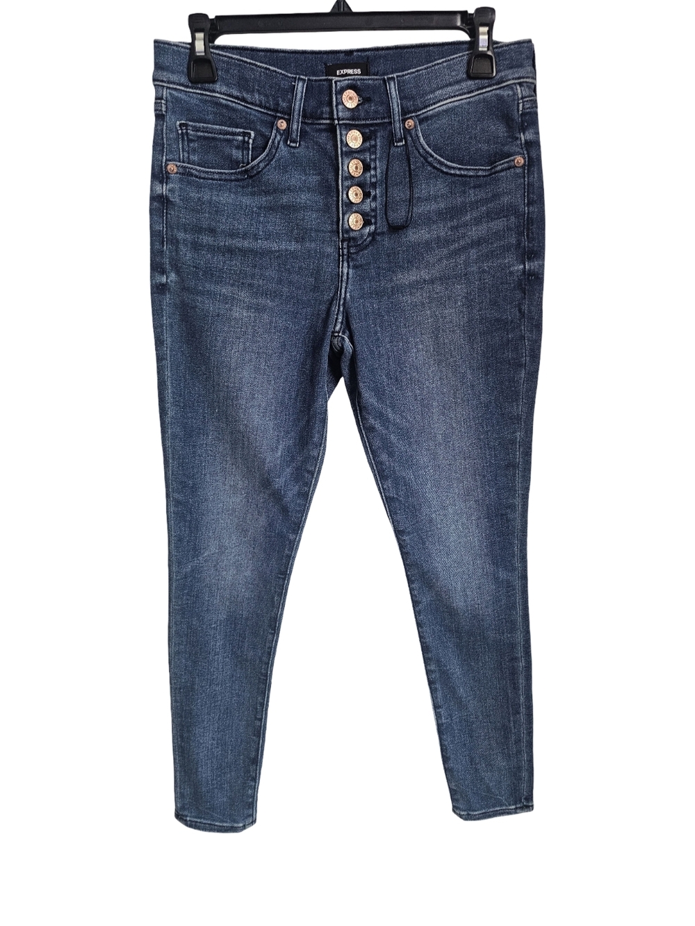 Express Skinny Jeans Womens Size 6R Mid Rise Button Fly Dark Wash NWT